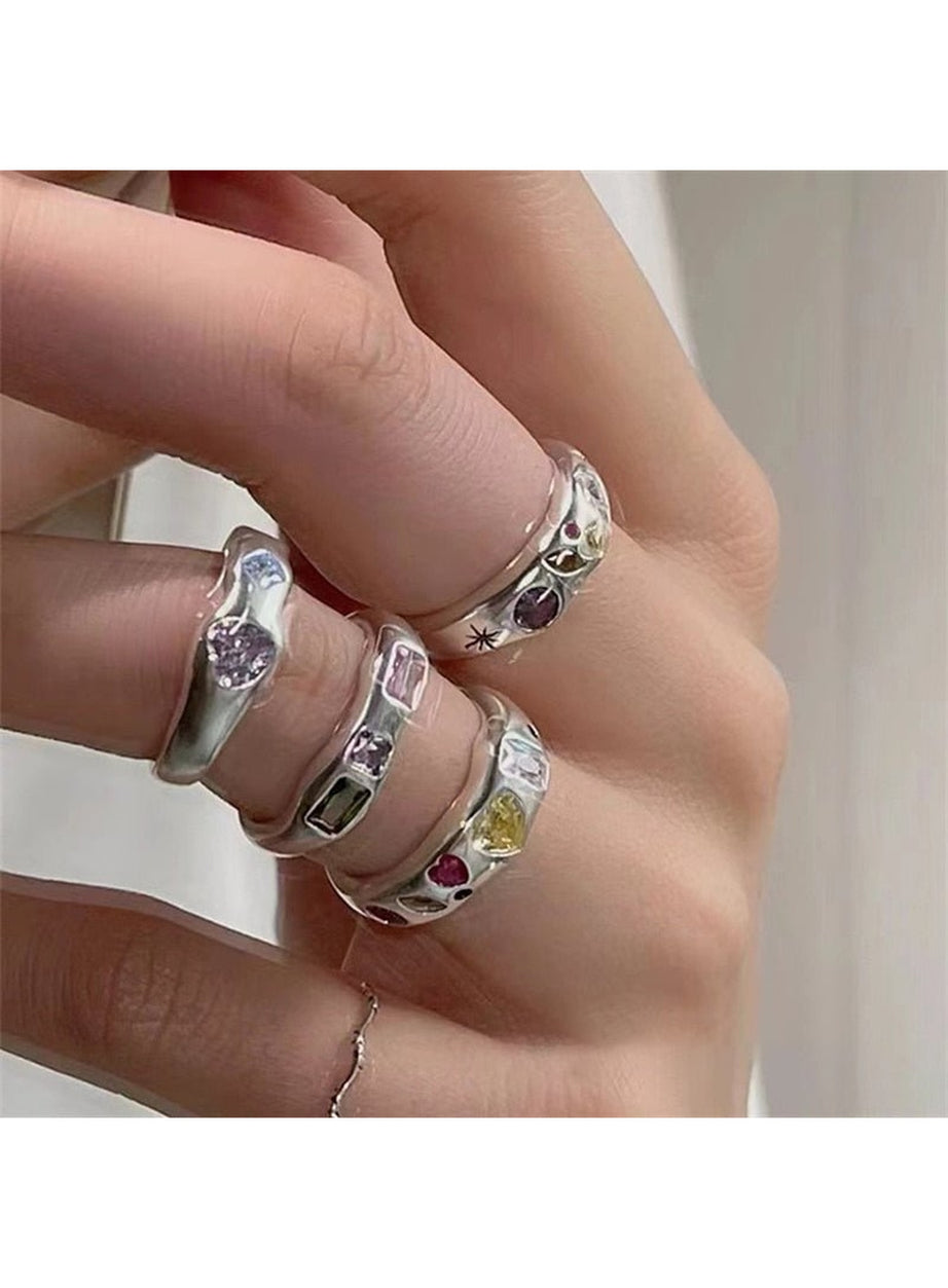 Y2k Indie Opal Zircon Ring