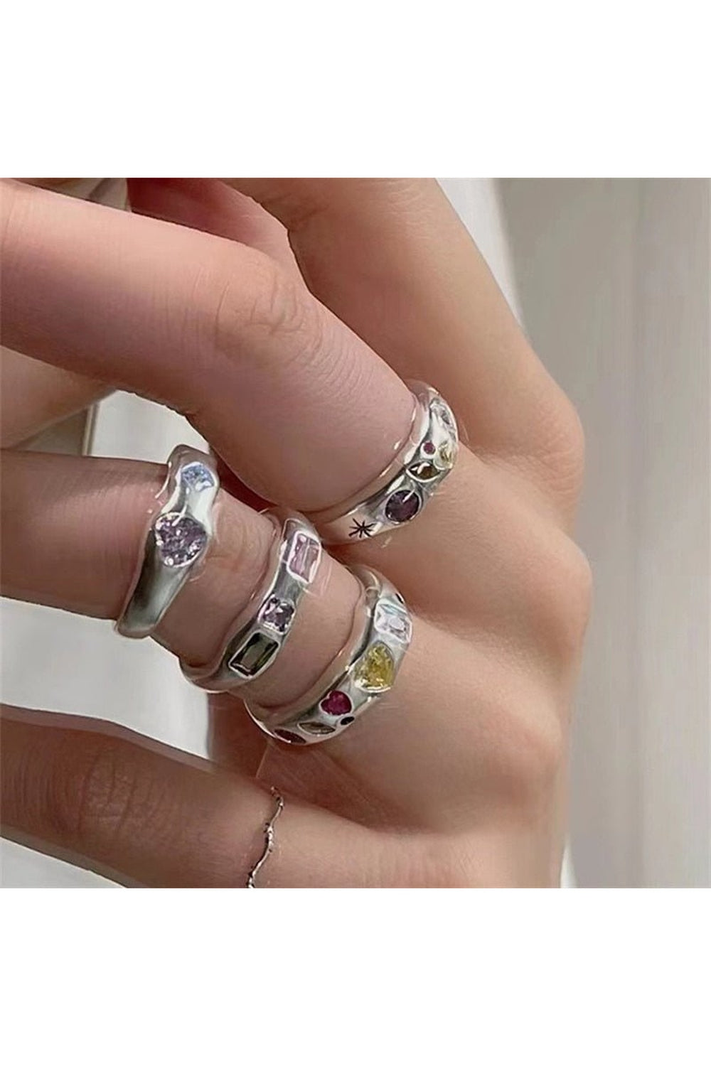 Y2k Indie Opal Zircon Ring