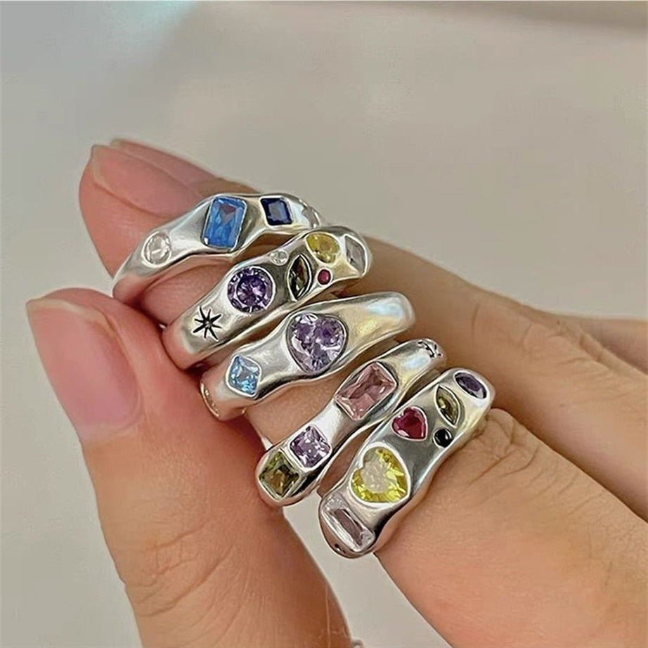 Y2k Indie Opal Zircon Ring