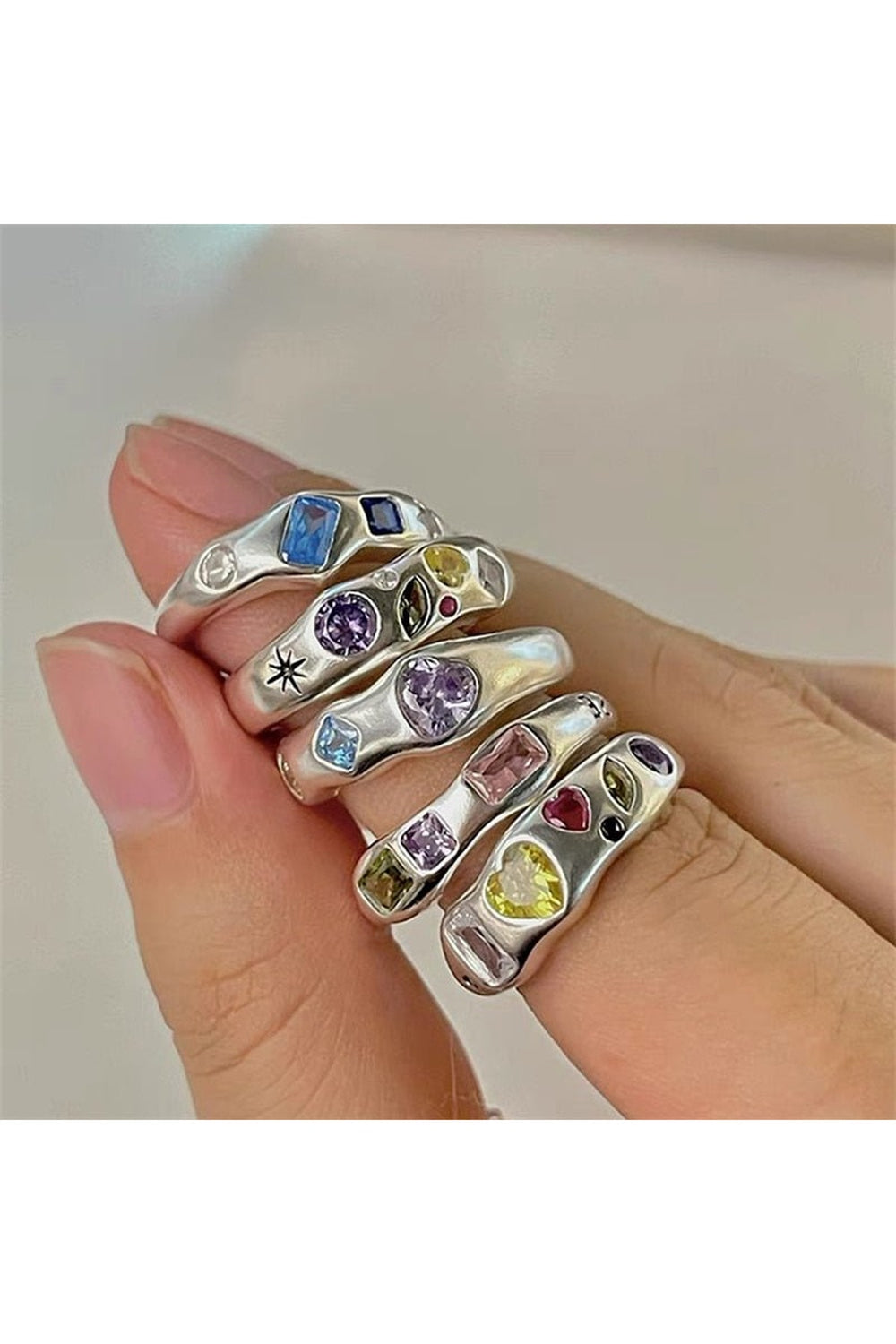 Y2k Indie Opal Zircon Ring