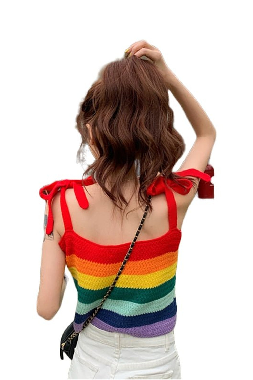 Y2k Indie Rainbow Stripe Crop Top