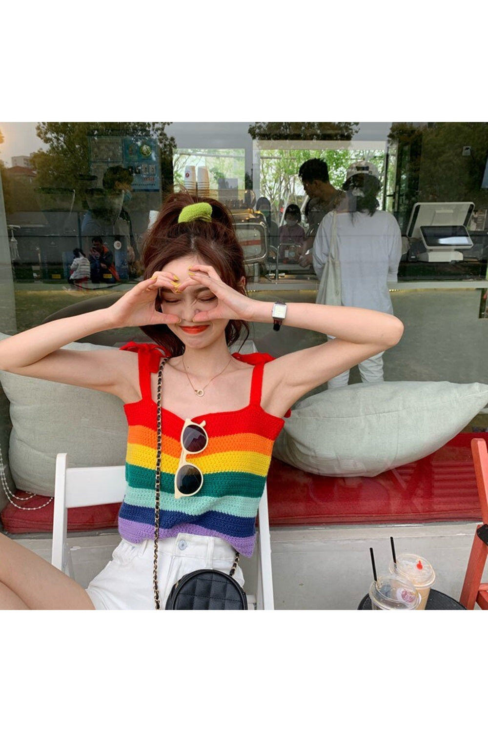 Y2k Indie Rainbow Stripe Crop Top