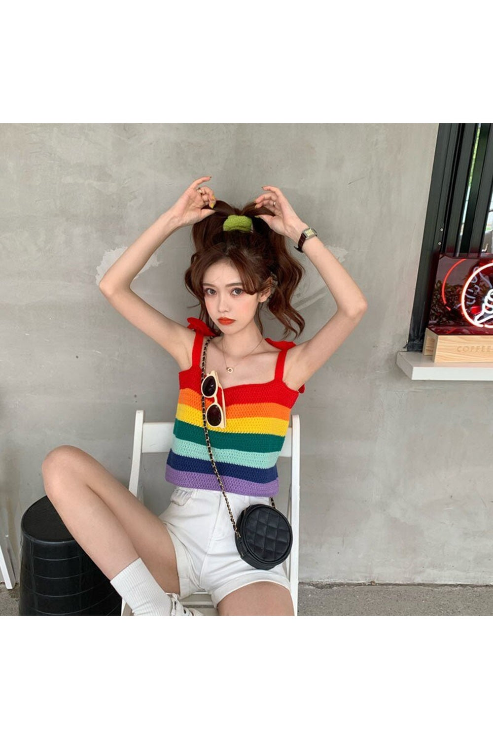 Y2k Indie Rainbow Stripe Crop Top