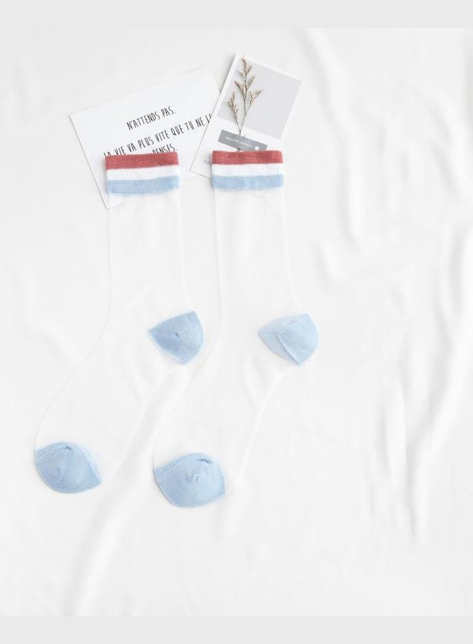 Y2k Indie Rainbow Striped transparent socks