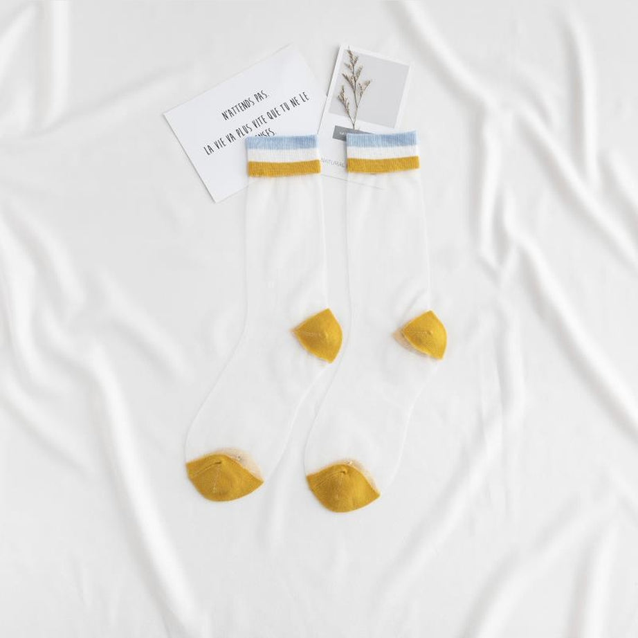 Y2k Indie Rainbow Striped transparent socks