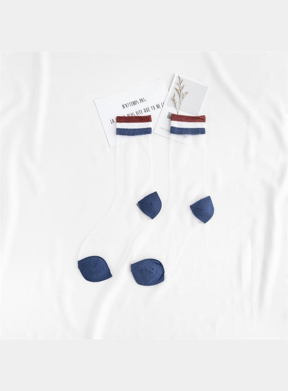 Y2k Indie Rainbow Striped transparent socks