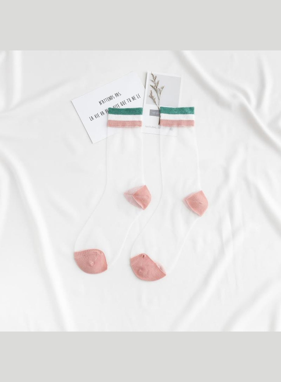 Y2k Indie Rainbow Striped transparent socks