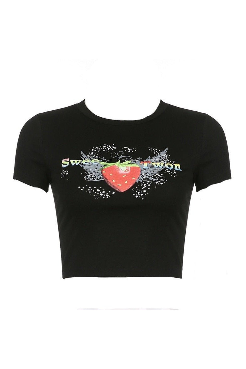 Y2k Indie Strawberry Graphic Crop Top