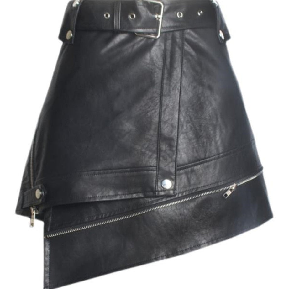 Y2k Irregular Leather A-line Skirt