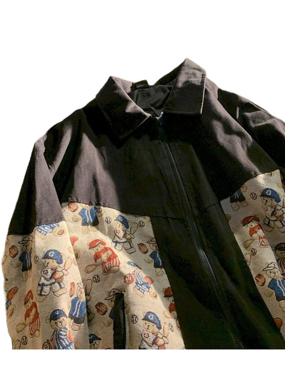 Y2k Jacket Bear Print Spring Autumn