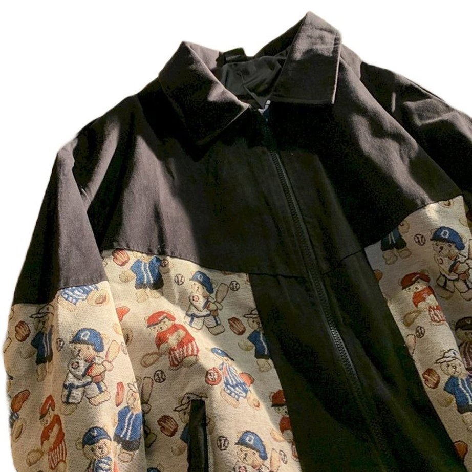 Y2k Jacket Bear Print Spring Autumn