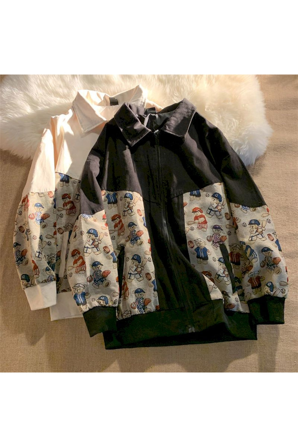 Y2k Jacket Bear Print Spring Autumn