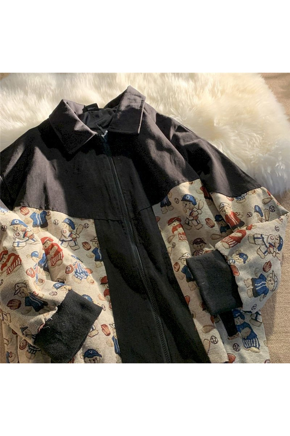 Y2k Jacket Bear Print Spring Autumn