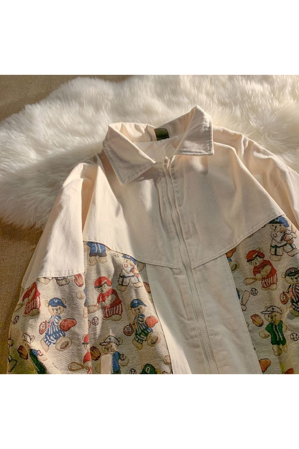 Y2k Jacket Bear Print Spring Autumn