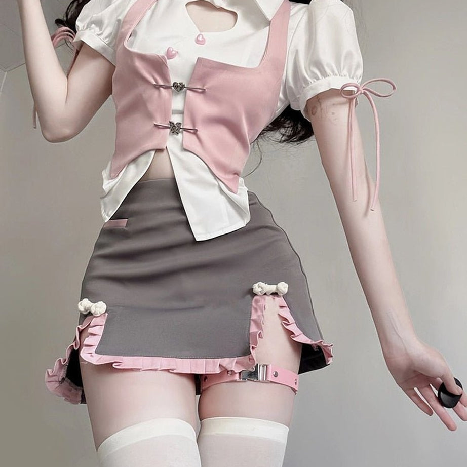 Y2k Japanese Gyaru Girl 3 Piece Set