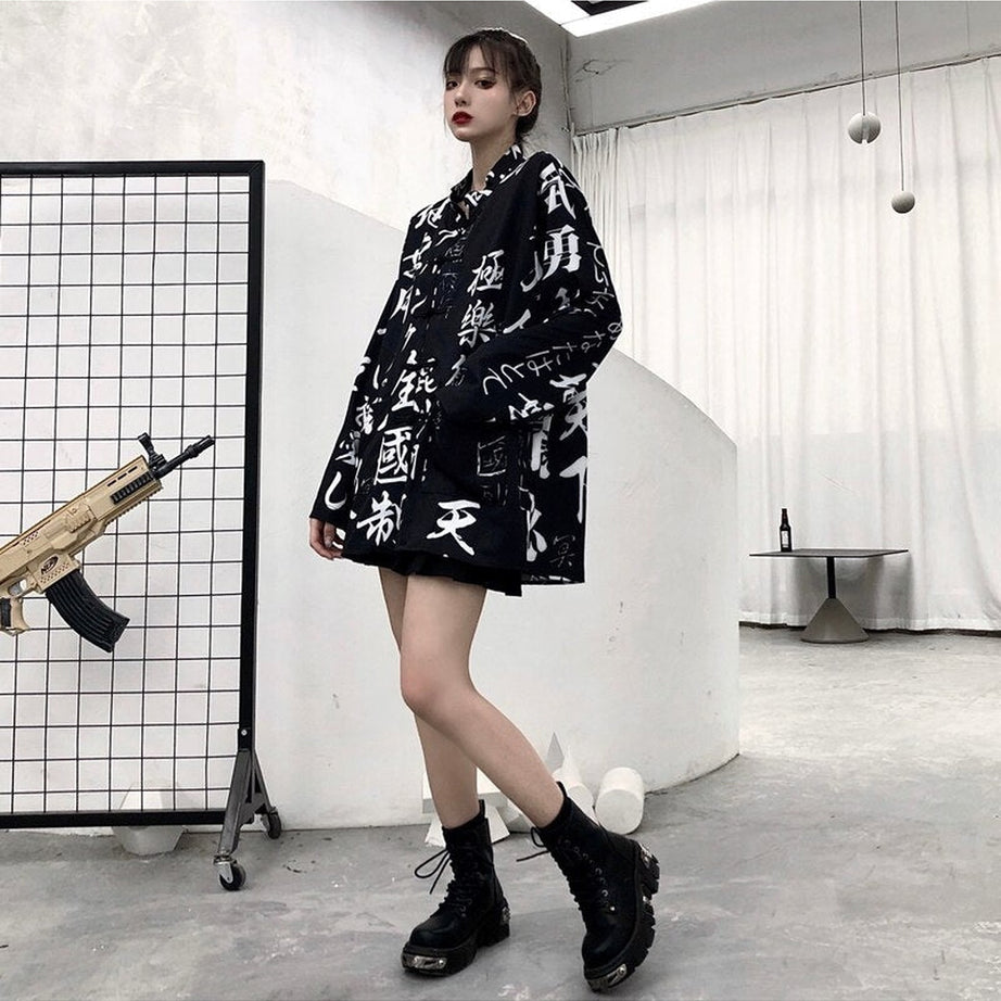 Y2k Japanese Kimono Style Shirt