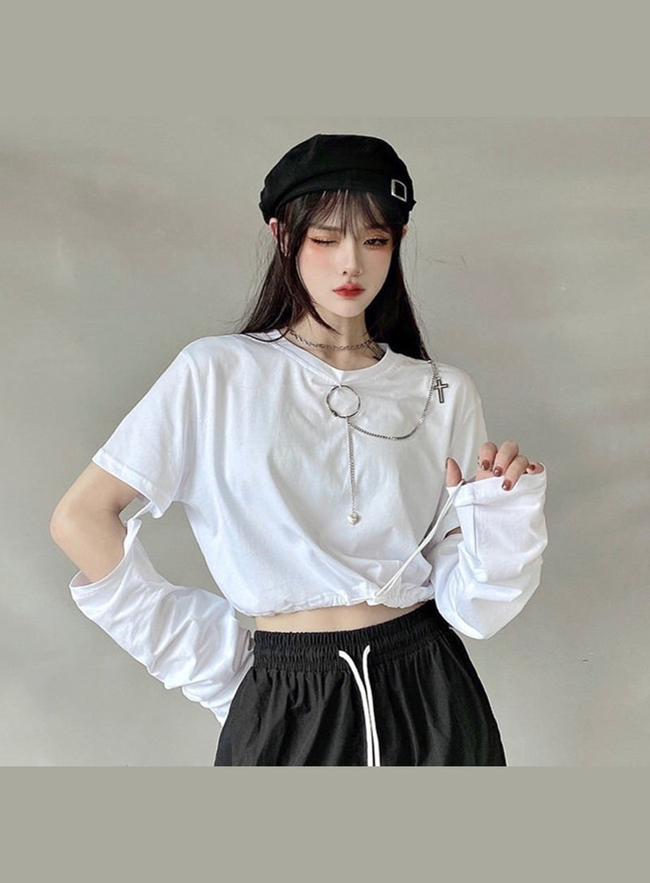 Y2k Japanese Style T-shirt With Chain