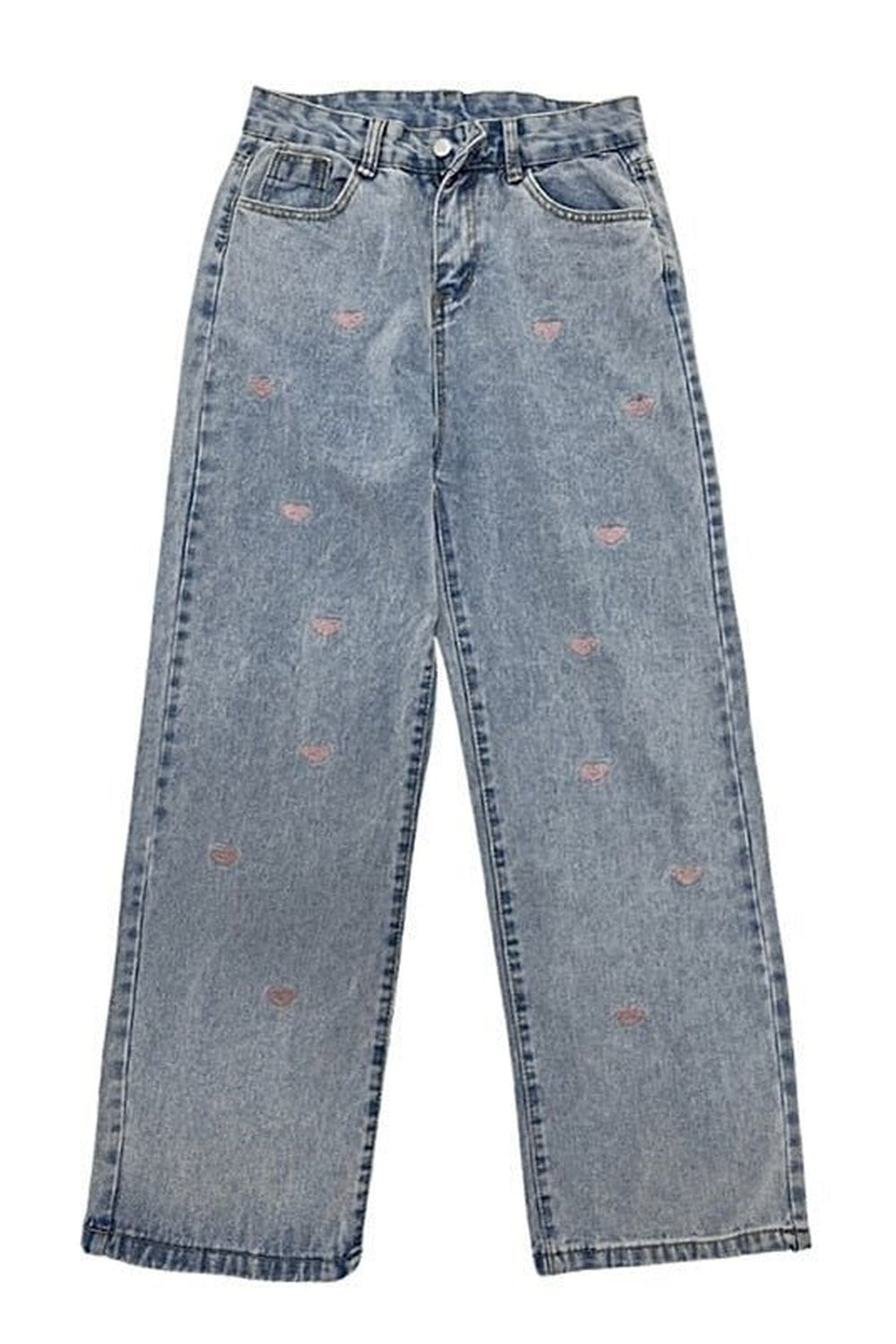 Y2k Jeans Vintage Heart Shaped Embroidery