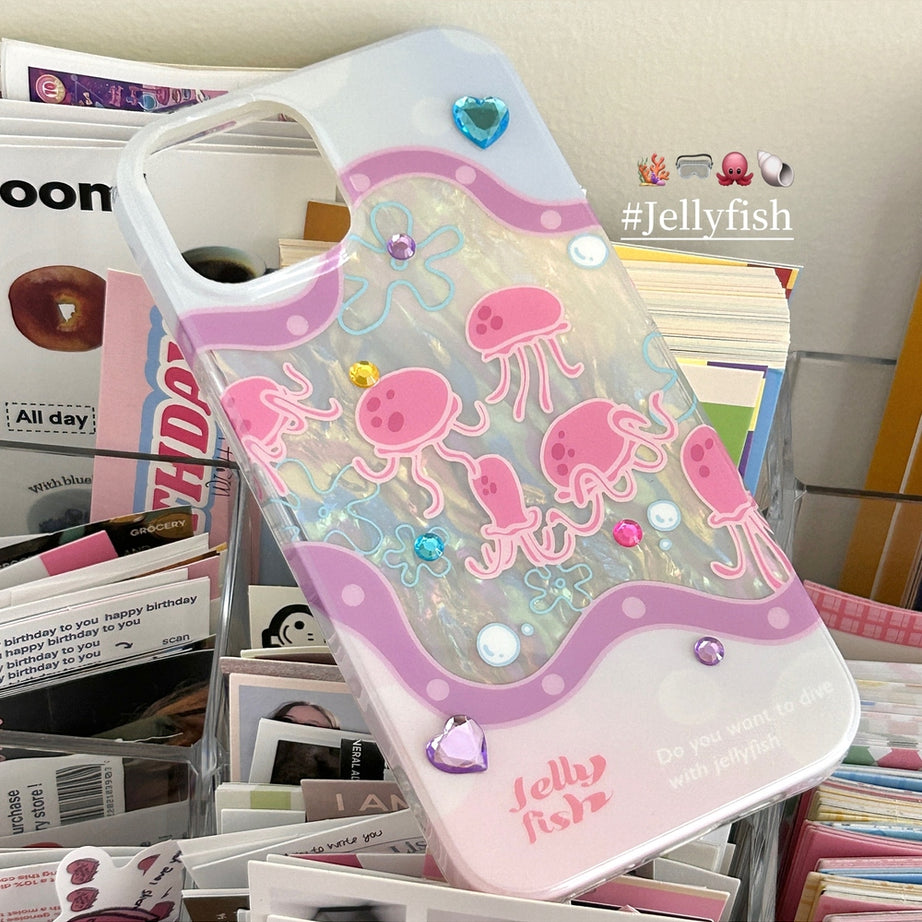 Y2k Jellyfish Glitter iPhone Case