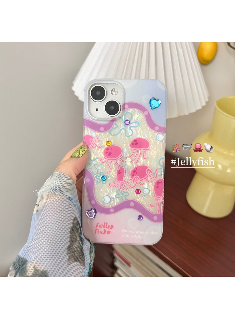 Y2k Jellyfish Glitter iPhone Case