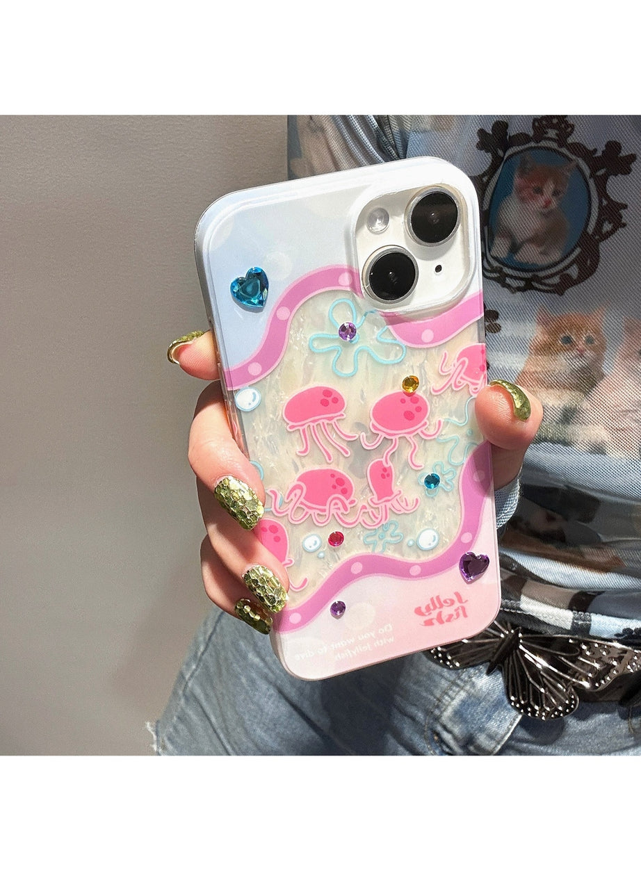 Y2k Jellyfish Glitter iPhone Case