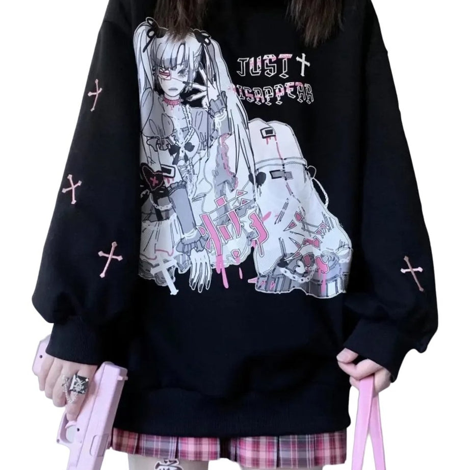 Y2k Kawaii Anime Graphic Oversized Hoodie