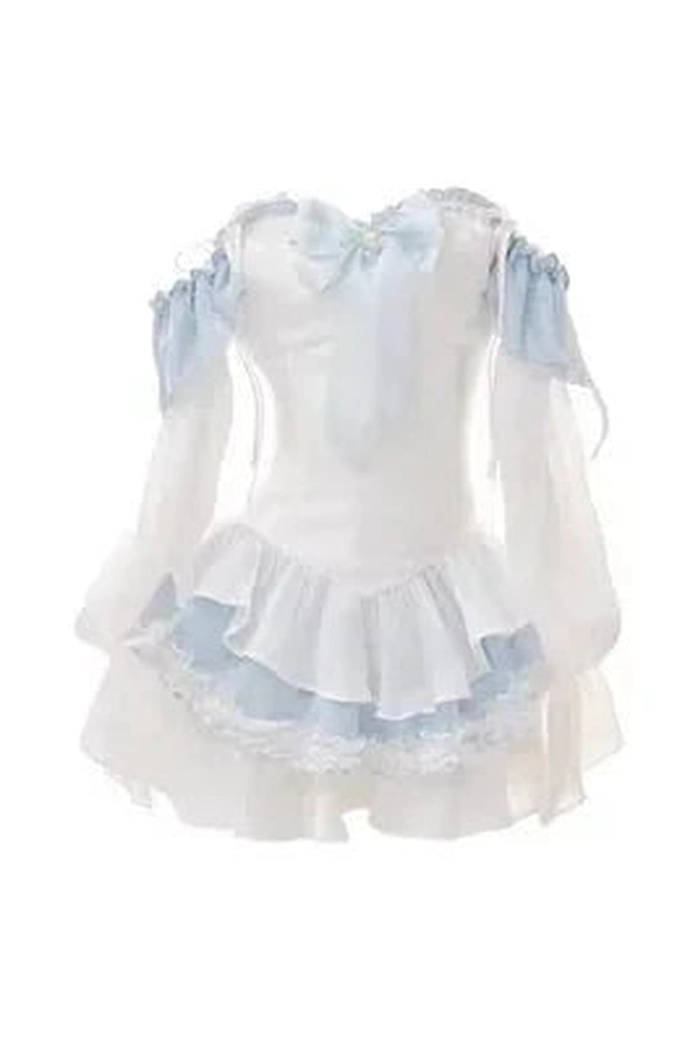 Y2k Kawaii Blue Bow Mini Dress Set