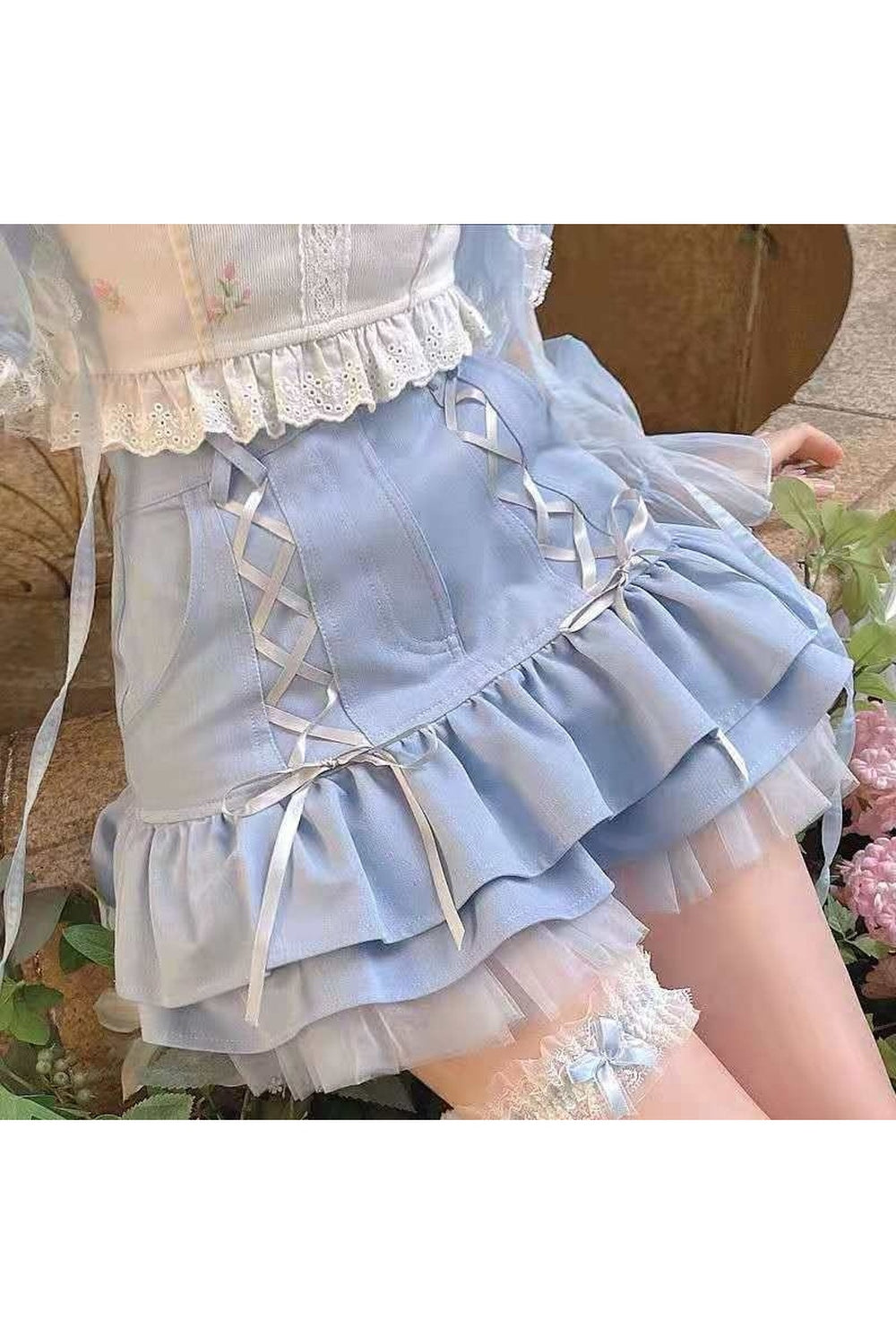 Y2k Kawaii Blue Mini Skirt
