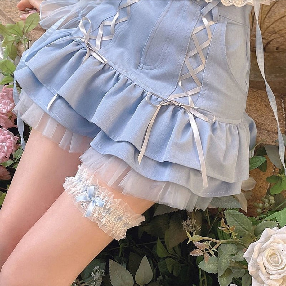 Y2k Kawaii Blue Mini Skirt