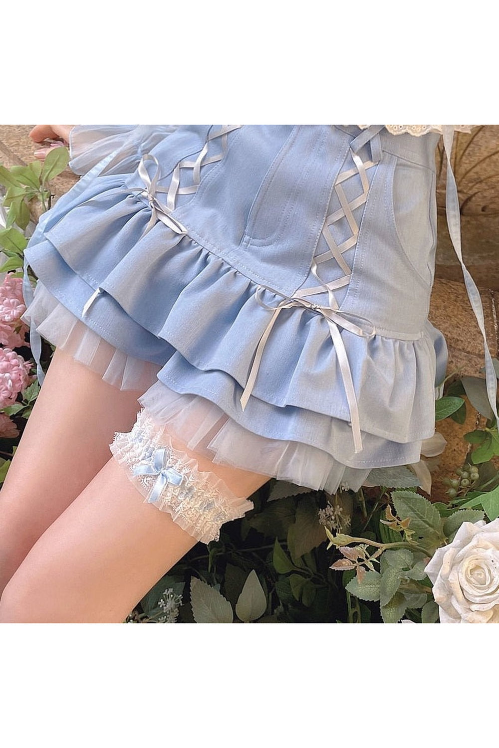 Y2k Kawaii Blue Mini Skirt