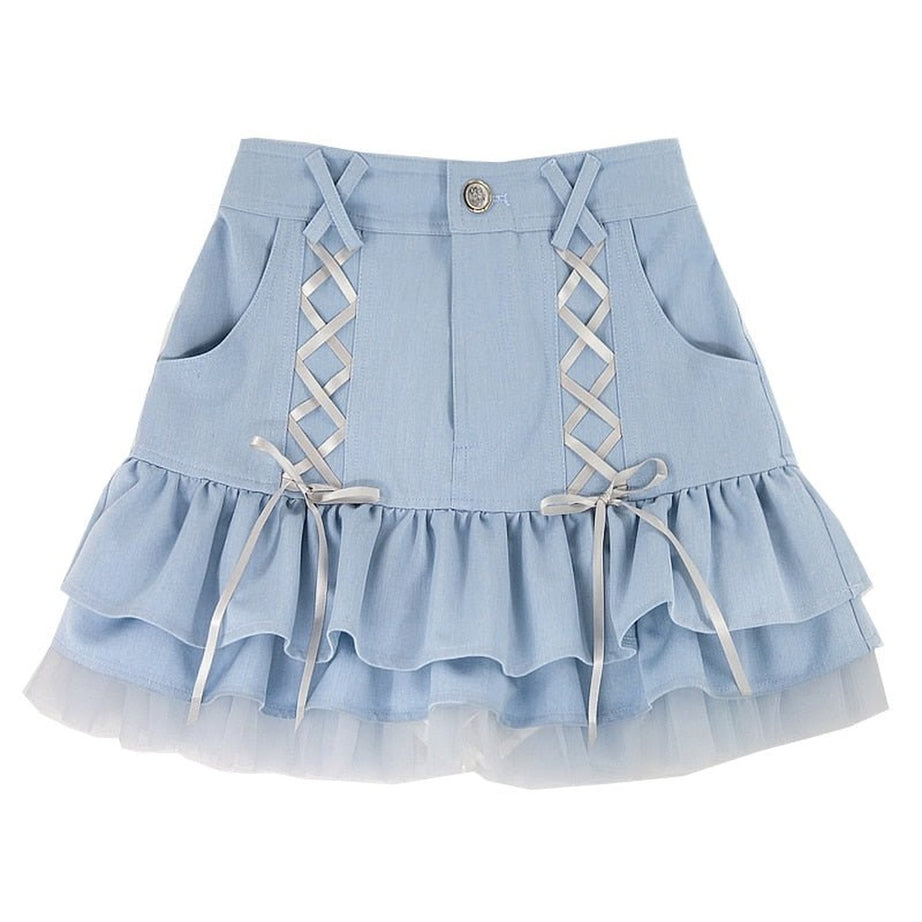 Y2k Kawaii Blue Mini Skirt