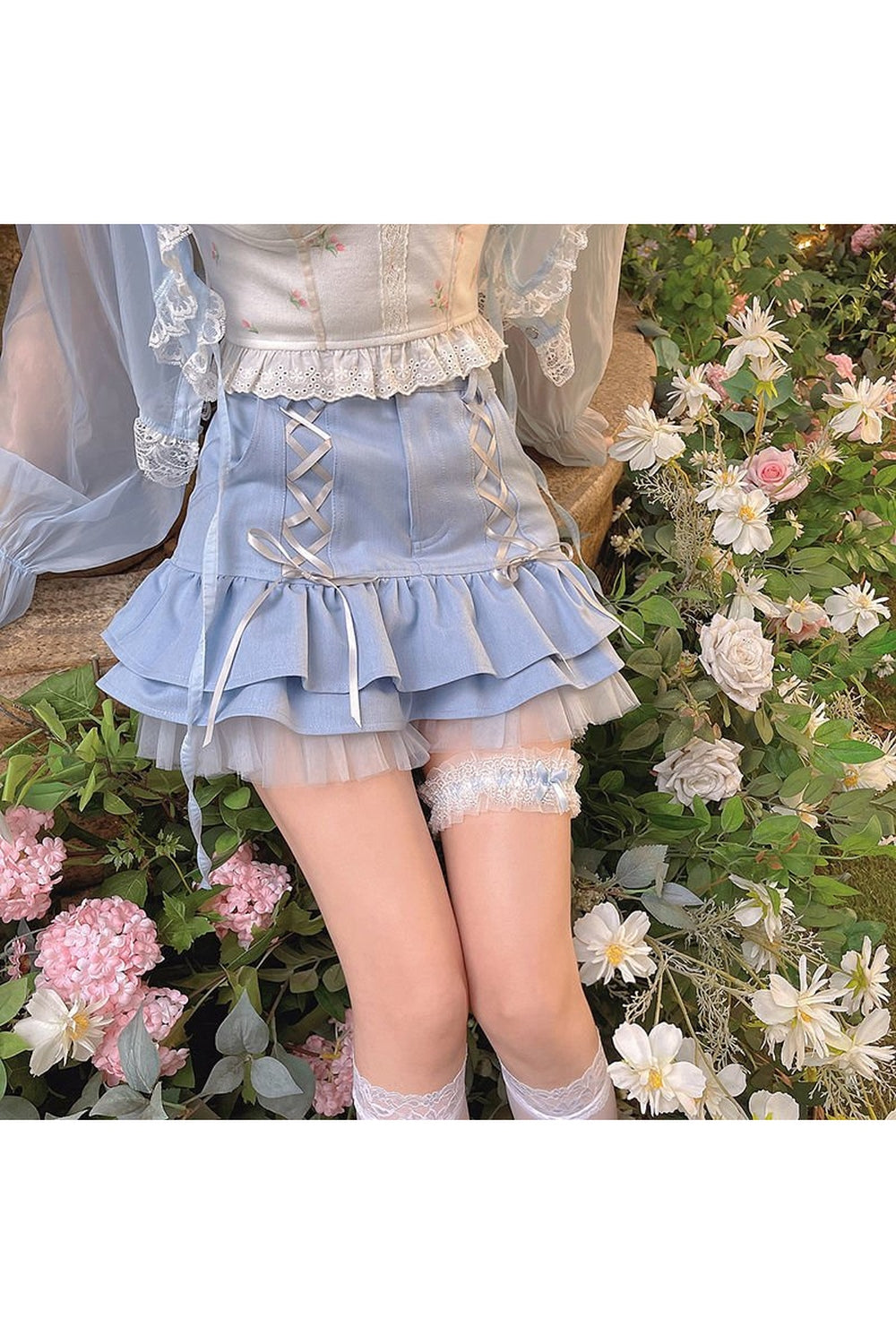 Y2k Kawaii Blue Mini Skirt