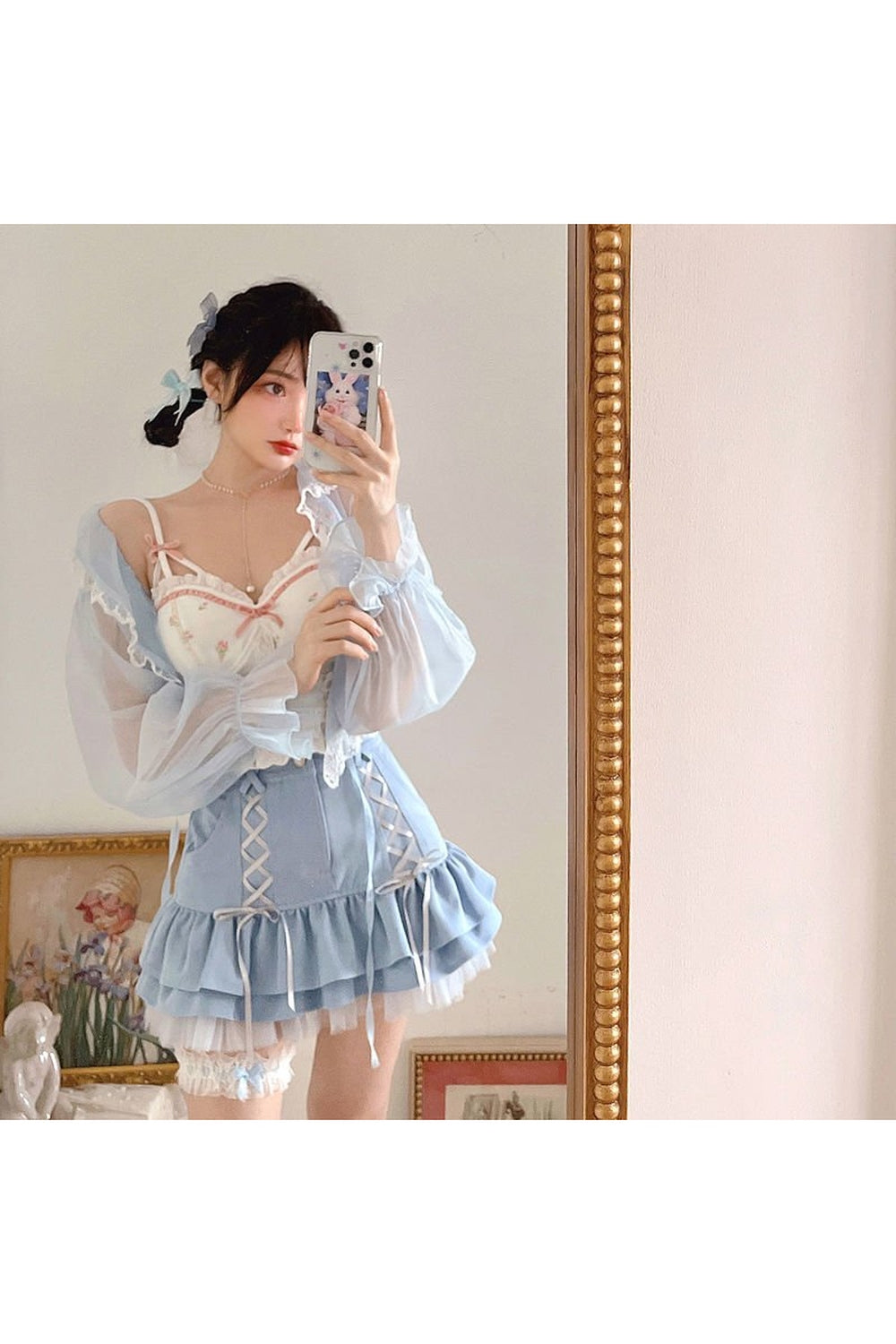 Y2k Kawaii Blue Mini Skirt