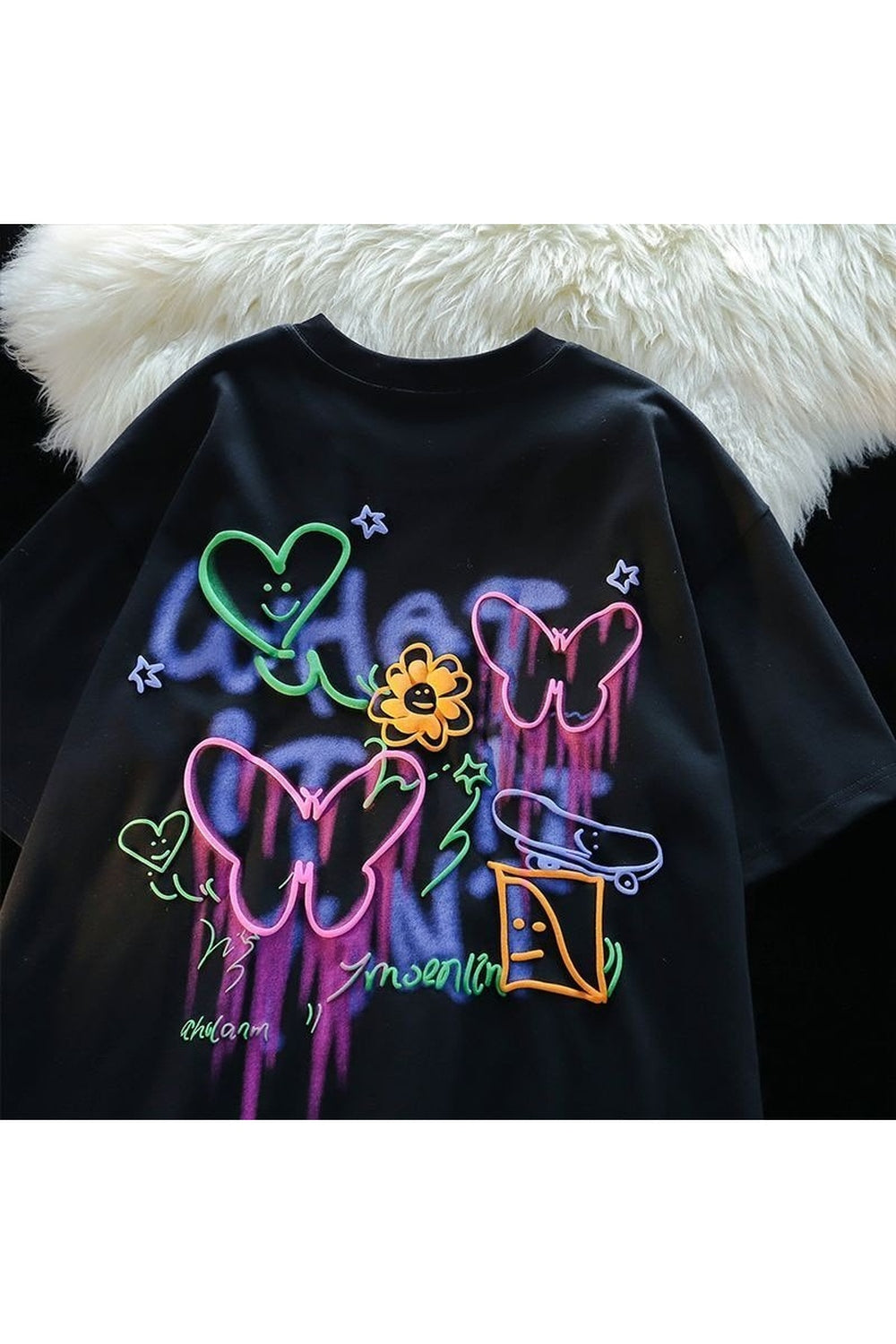 Y2k Kawaii Butterfly Painting Cotton T-shirt