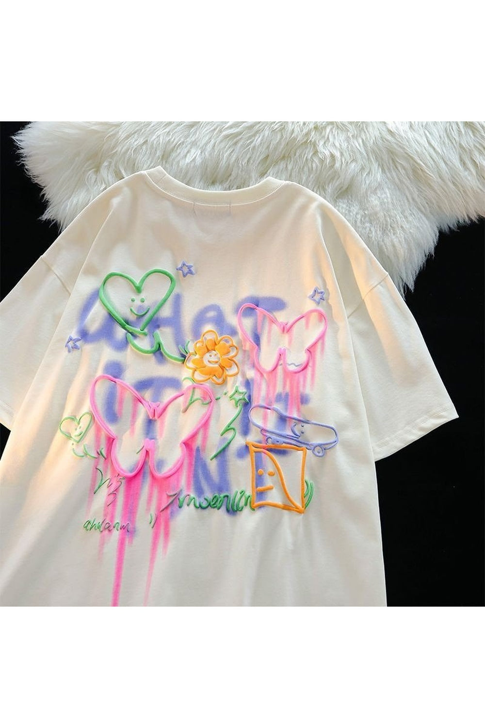 Y2k Kawaii Butterfly Painting Cotton T-shirt
