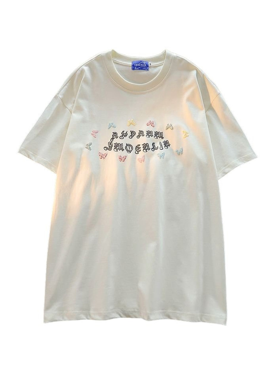 Y2k Kawaii Butterfly Painting Cotton T-shirt