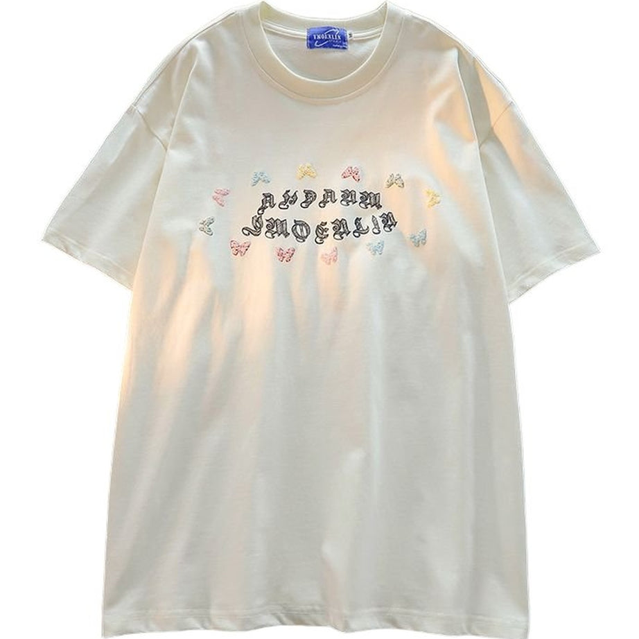 Y2k Kawaii Butterfly Painting Cotton T-shirt