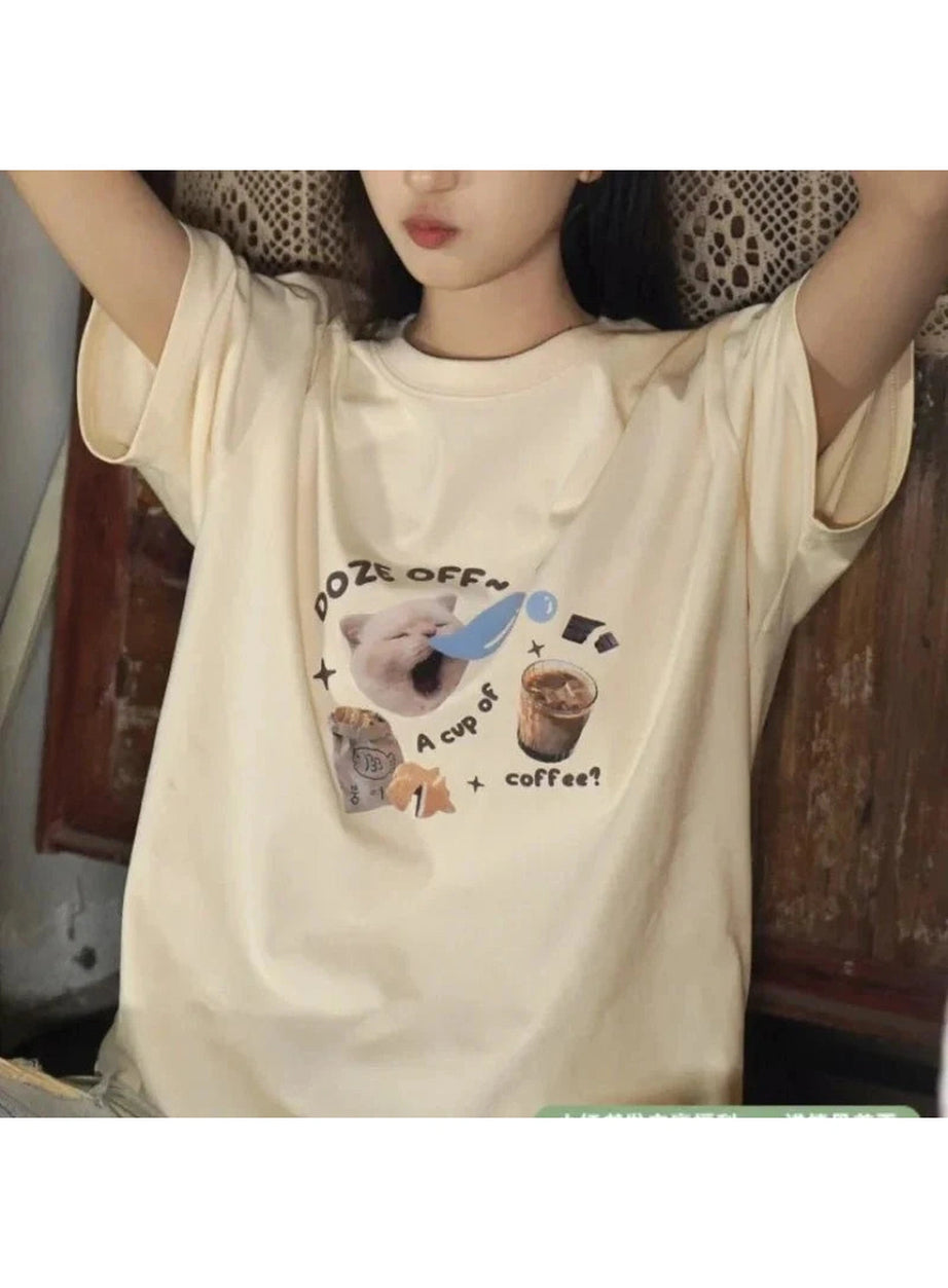 Y2k Kawaii Cat Oversized T-shirt