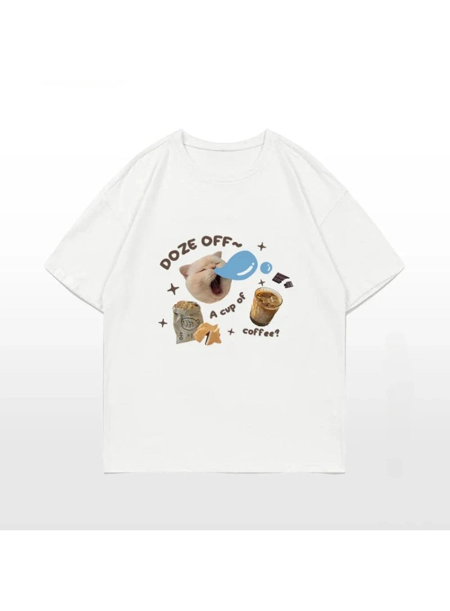 Y2k Kawaii Cat Oversized T-shirt