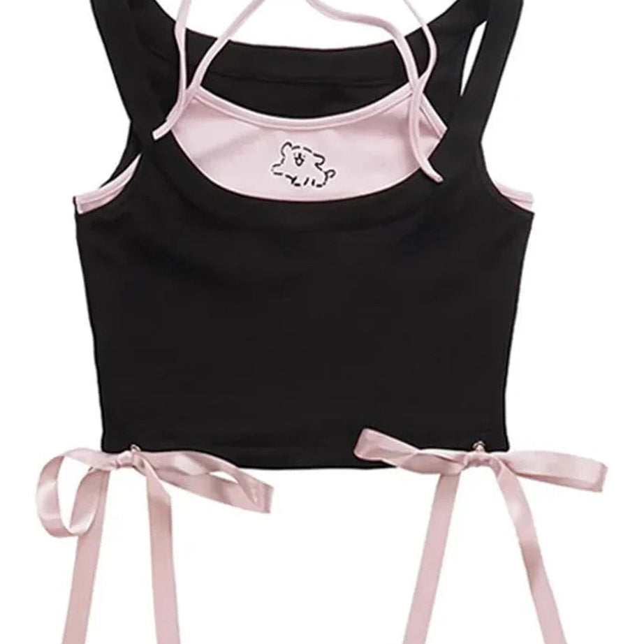 Y2k Kawaii Contrast Halter Camisole