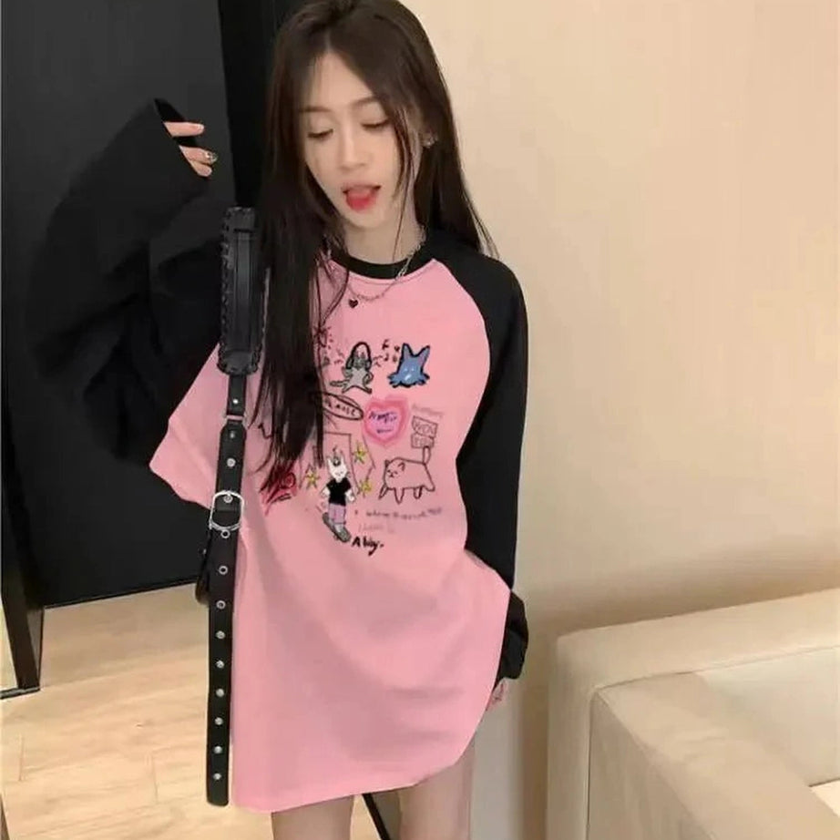 Y2k Kawaii Doodle Long Sleeve T-shirt