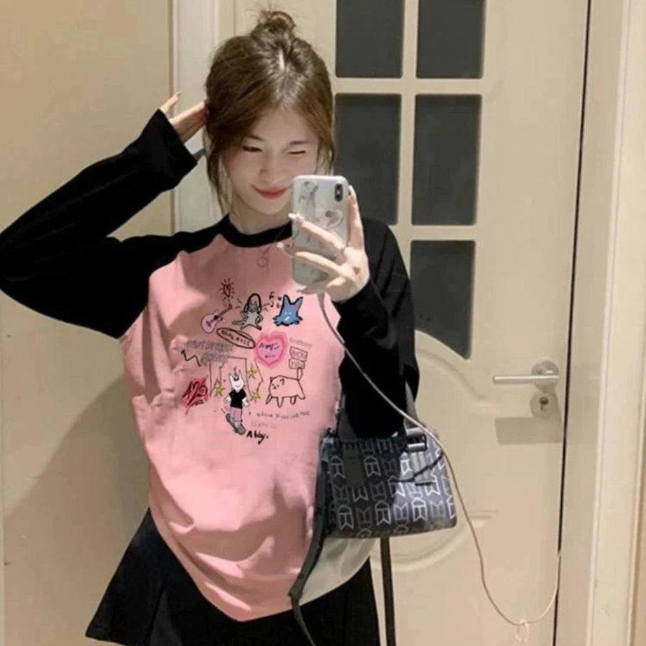 Y2k Kawaii Doodle Long Sleeve T-shirt