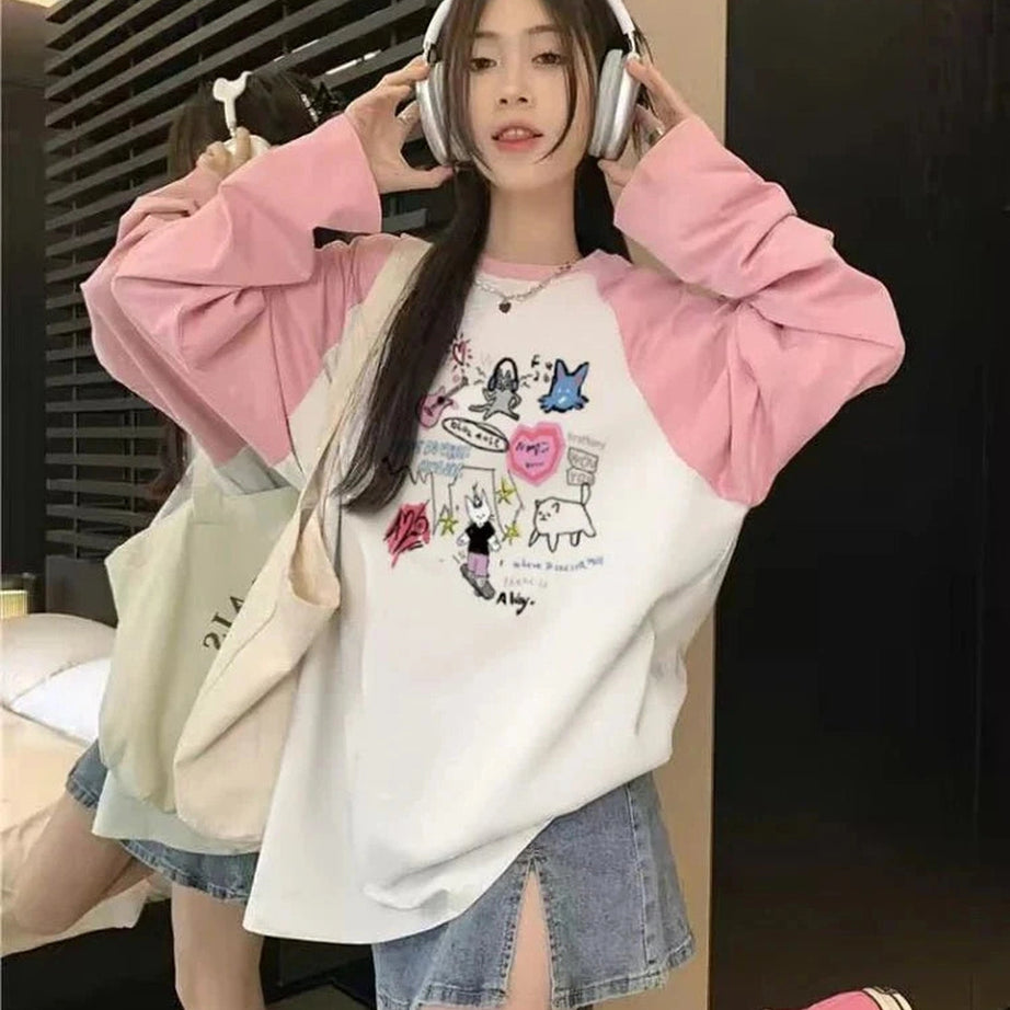 Y2k Kawaii Doodle Long Sleeve T-shirt