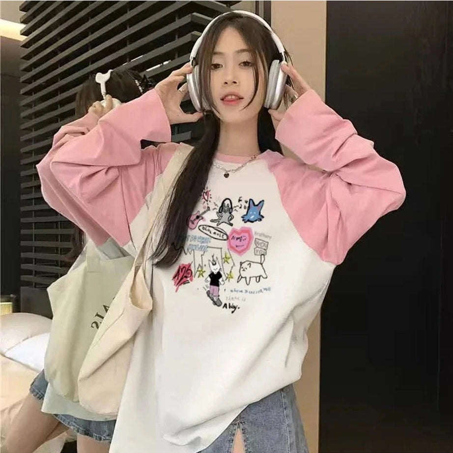 Y2k Kawaii Doodle Long Sleeve T-shirt