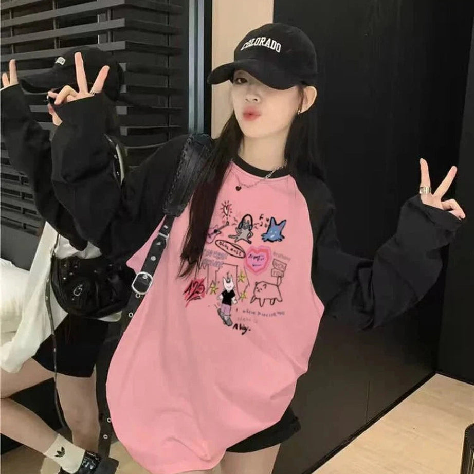 Y2k Kawaii Doodle Long Sleeve T-shirt