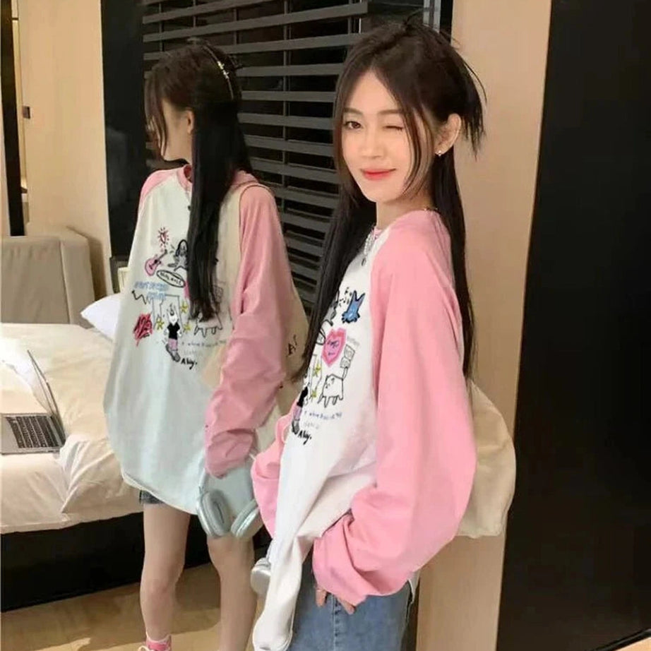 Y2k Kawaii Doodle Long Sleeve T-shirt