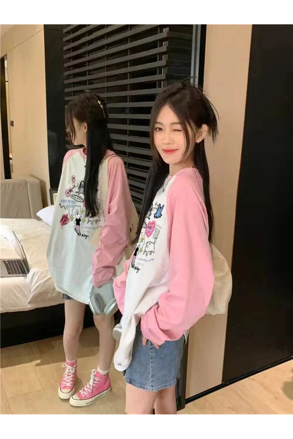 Y2k Kawaii Doodle Long Sleeve T-shirt