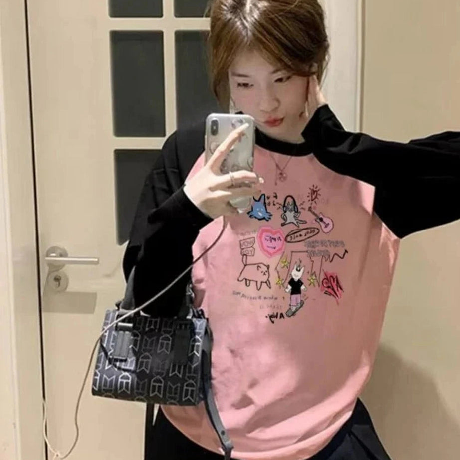 Y2k Kawaii Doodle Long Sleeve T-shirt