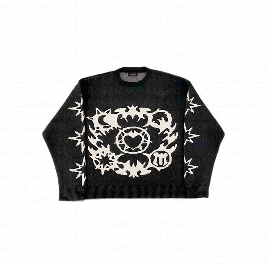 Y2k Kawaii Goth Pattern Sweater