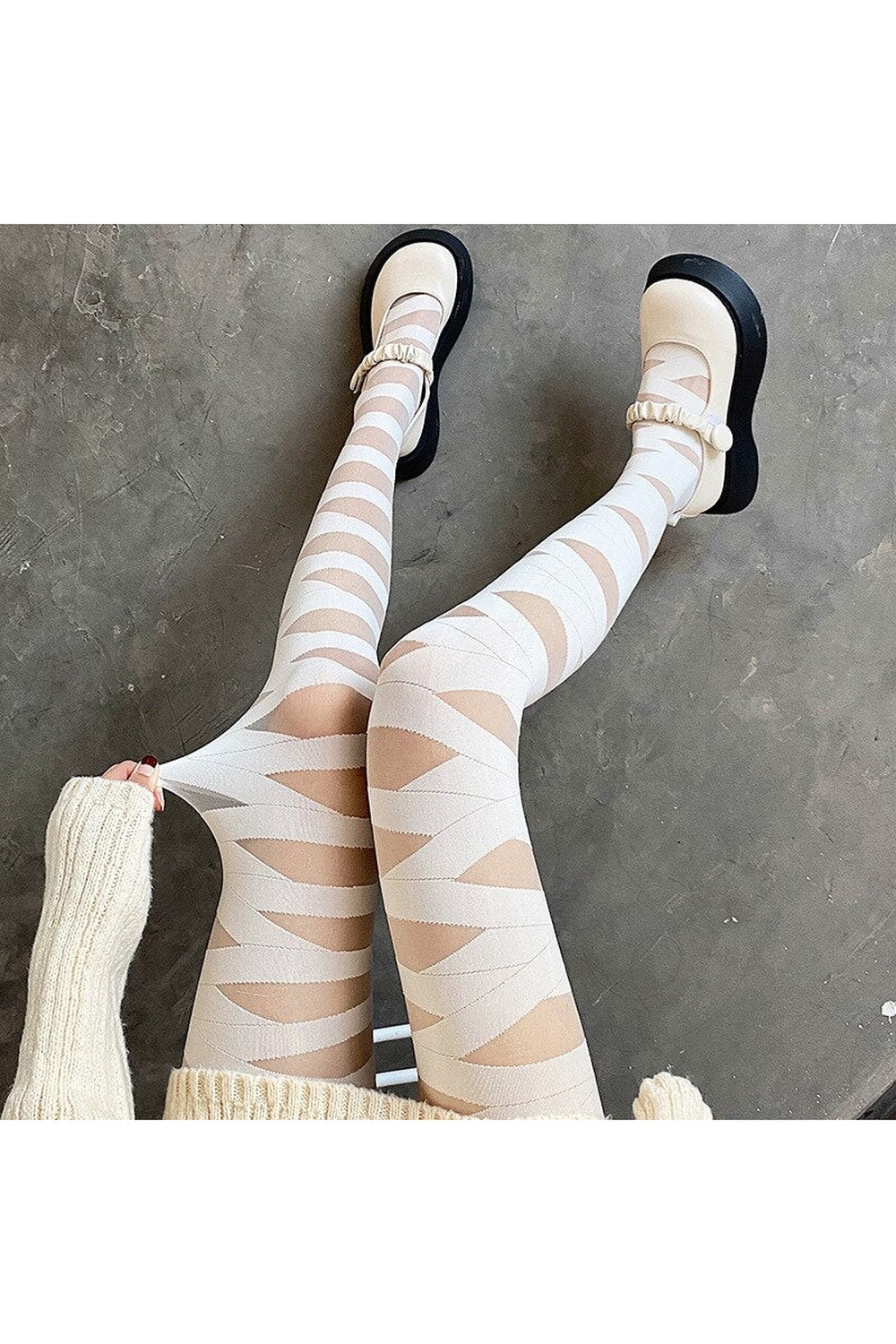 Y2k Kawaii Goth Zebra Pattern Tights